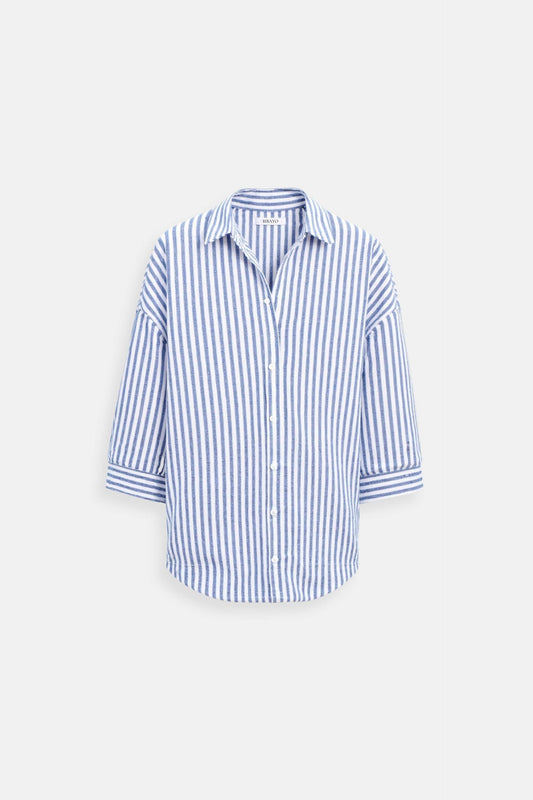 Old Money Cotton Striped Button Front Shirt