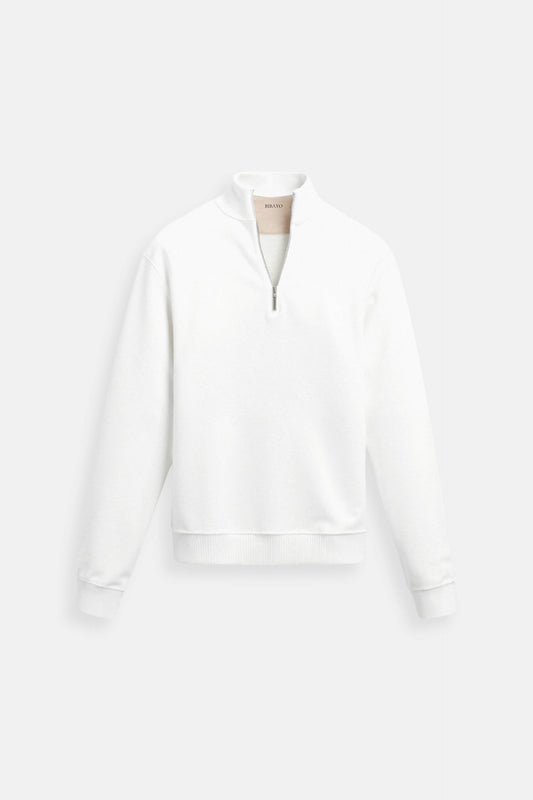 Old Money Classic Loose Solid Knitted Zip Pullover