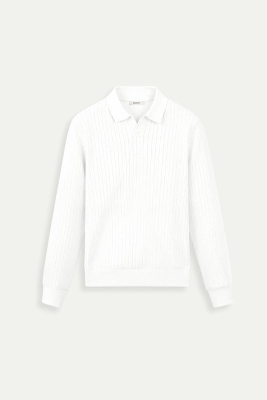 Old Money Striped Long Sleeve Polo T-Shirt