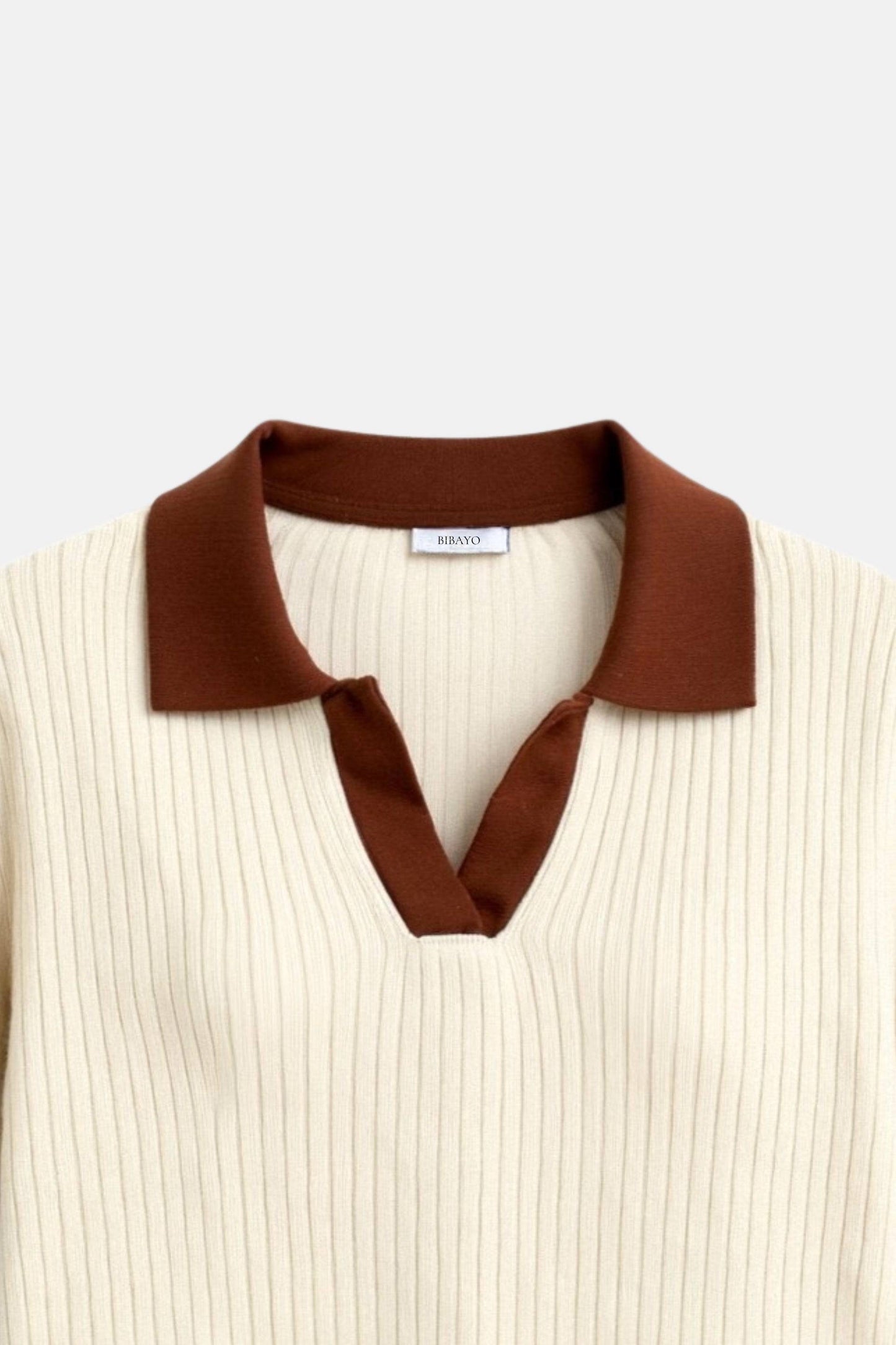 Old Money Casual Polo Color Block Notched Collar Knitted Top