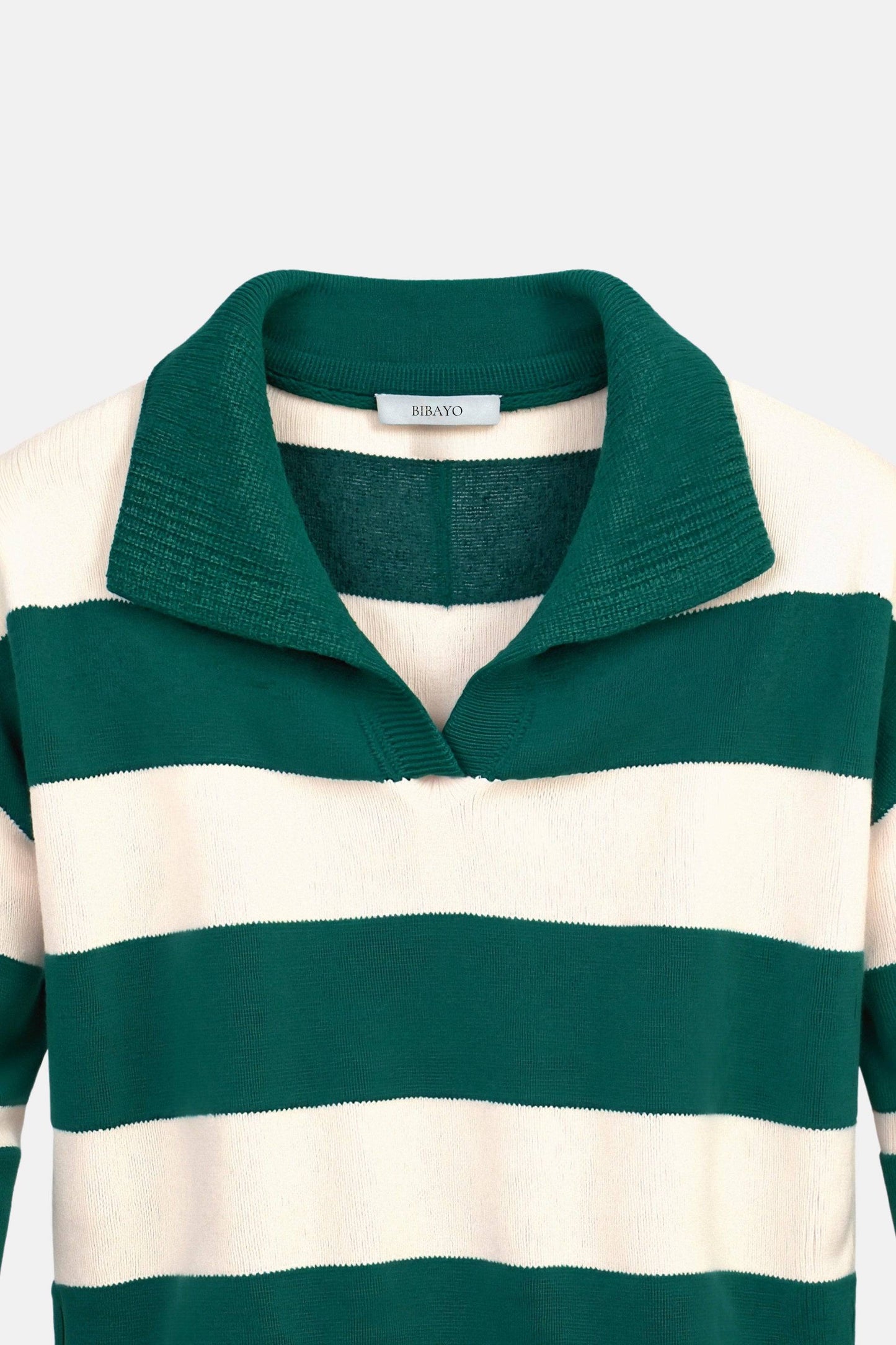 Old Money Green Color Block Striped Knitted Polo Sweater