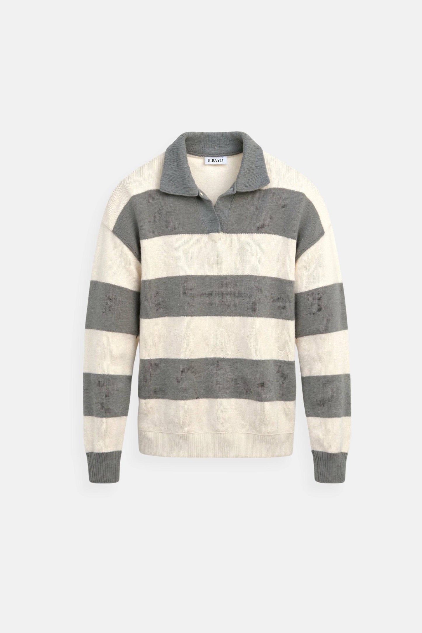 Old Money Green Color Block Striped Knitted Polo Sweater