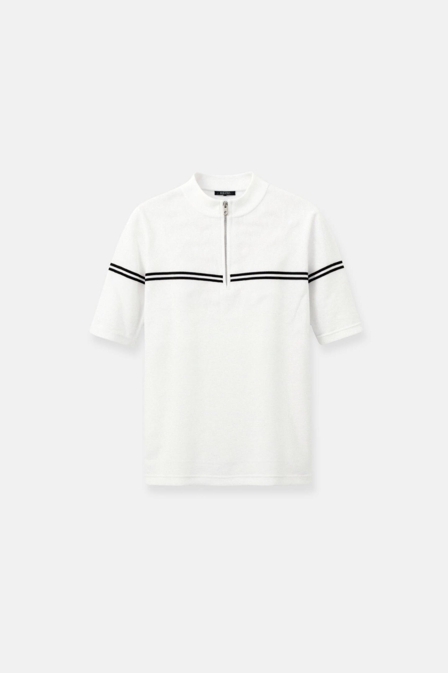 Old Money Zip Up Elegant Short Sleeve Striped T-shirt